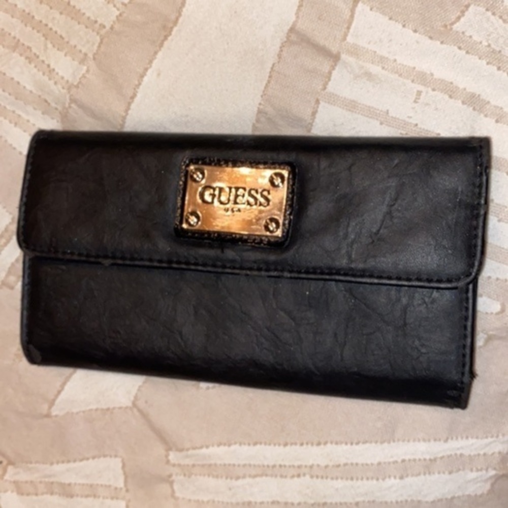 Authentic Guess Long Wallet in Black